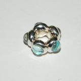 Authentic Sterling Silver Charm Seaside KISS Blue Topaz S925 Ale