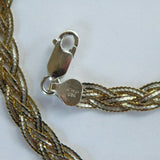 Vintage Silver and Gold Braided Necklace 925 Italy RSE