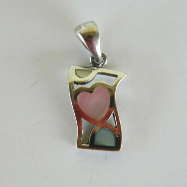 Authentic Sterling Silver Inlaid Mother of Pearl Heart Pendant