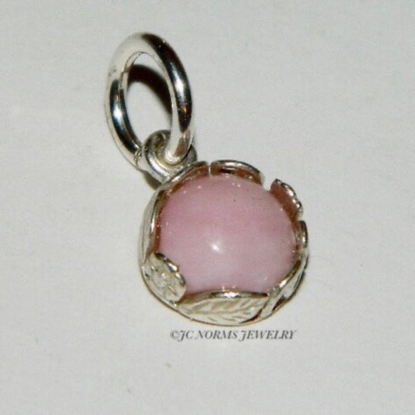 Solid 925 Sterling Silver Pink Opal Charm Dangle
