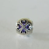 925 Sterling Silver Charm Hearts Amethyst CZ Stones