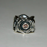 Authentic Sterling Silver Charm Flower Champagne Brown CZ S925 Ale