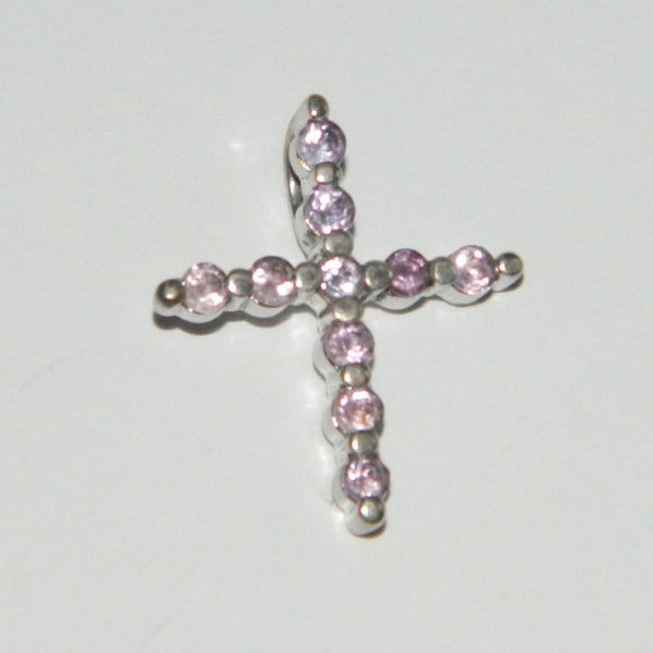 Vintage 925 Sterling Silver Amethyst Cross Pendant