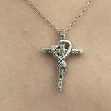 Vintage Sterling Silver Genuine Diamond Cross Necklace 925