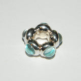 Authentic Sterling Silver Charm Seaside KISS Blue Topaz S925 Ale