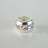925 Sterling Silver Charm Pink CZ Stones