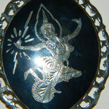 Vintage 925 Sterling Silver Siam Niello Dancer Pendant
