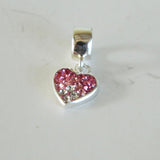 925 Solid Sterling Silver Crystal Heart Dangle Charm