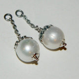 Authentic Sterling Silver Compose Earrings Classic Beauty Faceted Pearl S925 Ale