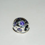 Authentic Sterling Silver Charm Purple Amethyst Soccer Ball S925 Ale