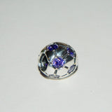 Authentic Sterling Silver Charm Purple Amethyst Soccer Ball S925 Ale