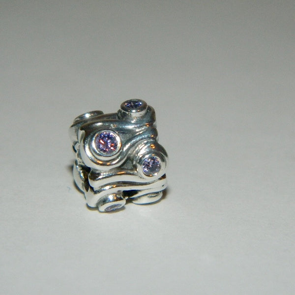 Authentic Sterling Silver Charm Ocean Wave Amethyst S925 Ale 790369ACZ