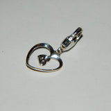 Vintage 10k Solid White Gold Genuine Diamonds Heart Charm Lobster Clasp