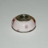 Authentic Sterling Silver Core Murano Glass Charm Bead Pink Polka Dots S925